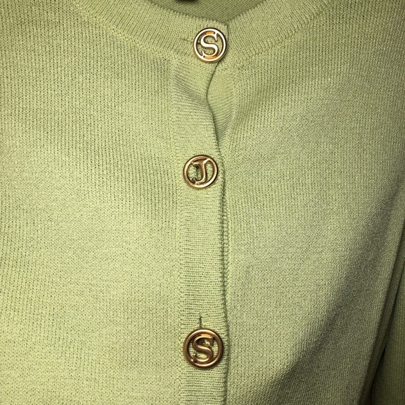 St John Sport Logo Gold Buttons Wool blend 2 set preppy cardigan Tank top size M - Picture 4 of 13